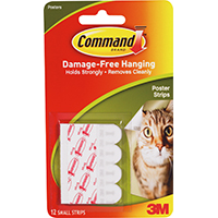 Command 17024 Poster Strip, 5/8 in W, 13/16 in L, Clear