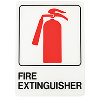 WHITE PLASTIC SIGN 5X7" FIRE EXT