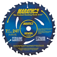 IRWIN MARATHON 14130 Circular Saw Blade, 7-1/4 in Dia, Carbide Cutting Edge,