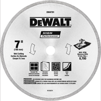 DeWALT DW4791 Circular Saw Blade, 7 in Dia, 5/8 in Arbor, Diamond Cutting