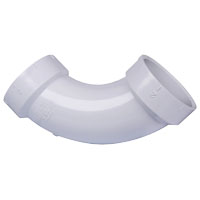 CANPLAS 192277 Long Sweep Pipe Elbow, 2 in, Hub, 90 deg Angle, PVC, White