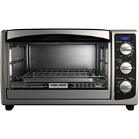 Black+Decker TO1675B Toaster Oven, 6 Slice/Hr, Stainless Steel, Black