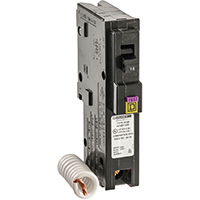 Square D HOM115DFC Circuit Breaker, Dual Function, Mini, 15 A, 1-Pole, Plug, 120 V