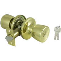 ProSource Entry Knob Lockset, TS Tubular, Pol Brass