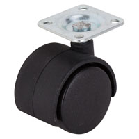 CASTER 2-WHEEL PLATE 1-5/8 BLK