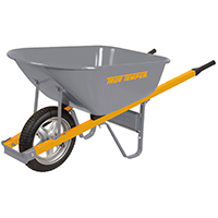 TRUE TEMPER R6STSP25 Wheelbarrow, 6 cu-ft Volume, Steel, 1-Wheel,