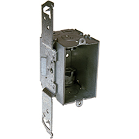 RACO 8524 Switch Box, 1 -Gang, 3 -Knockout, Steel, Aqua/Red, Bracket