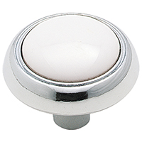 KNOB 1-3/16IN WHITE/POL CHROME