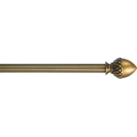 Kenney Finial Rod, 1/2 in Dia, 28 to 48 in L, Plastic, Antique Brass