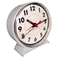 CLOCK ALARM DIAL KEYWOUND WHT