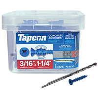 Buildex Tapcon 28550 Concrete Screw Anchor, 3/16 in Dia, 1-1/4 in L, Steel,