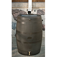 RTS 55100009005600 Rain Barrel, 50 gal Capacity, Plastic, Brown