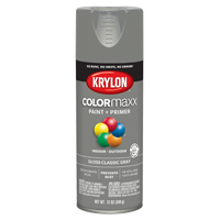 Krylon COLORmaxx K05513007 Spray Paint, Gloss, Classic Gray, 12 oz, Aerosol