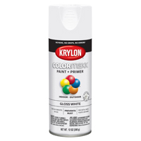 Krylon COLORmaxx K05545007 Spray Paint, Gloss, White, 12 oz, Aerosol Can
