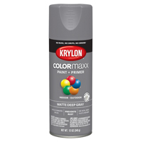 Krylon COLORmaxx K05550007 Spray Paint; Matte; Deep Gray; 12 oz; Aerosol Can