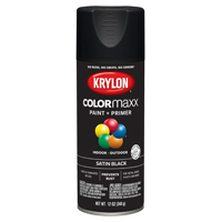 Krylon COLORmaxx K05557007 Spray Paint, Satin, Black, 12 oz, Aerosol Can