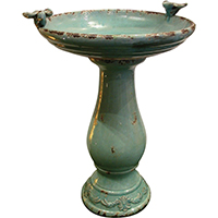 BIRDBATH 2BIRD CERAMIC TURQSE