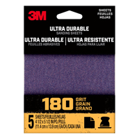 3M 27367 Sandpaper Sheet, 3 in W, 3 in L, 180 Grit, Fine, Aluminum