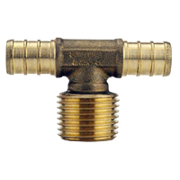 TEE BRASS PEX BARB X MPT 1/2IN