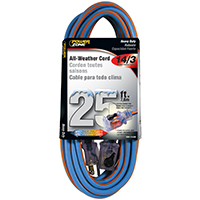 CORD EXT 14/3X25FT BLU/ORG STP