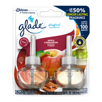 Glade PlugIns 13074 Scented Oil Refill, 0.67 oz Pack, Apple Cinnamon, 30-Day