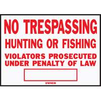 SIGN LEGAL NO TRESPASSING ALUM