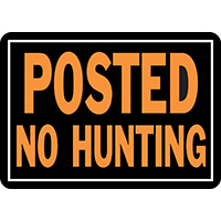 SIGN NO HUNTING 10X14IN ALUM