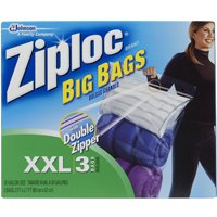 Ziploc Big Bag 71598 Flexible Tote; 20 gal Capacity; Plastic; Clear; Zipper