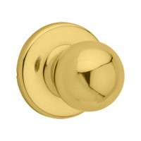 Kwikset 200P3CPRCLRCS Door Knob, Polished Brass, 1-3/8 to 1-3/4 in Thick