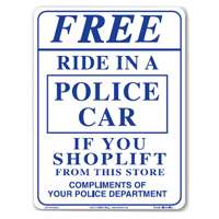 SIGN RIDE IN A POLICE CAR