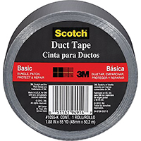 Scotch 1055 Utility Basic Duct Tape, 55 yd L, 1.88 in W, Cloth Backing,