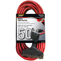 CORD EXT 3TAP14/3X50FT RED