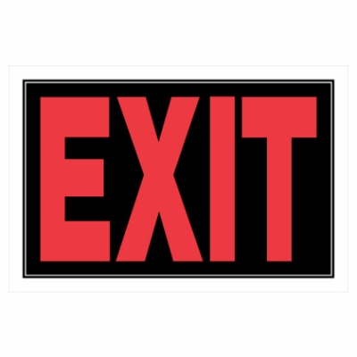 8x12 BLK/RED Exit Sign