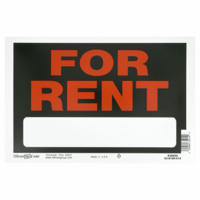 8x12 Black/Red For Rent Sign