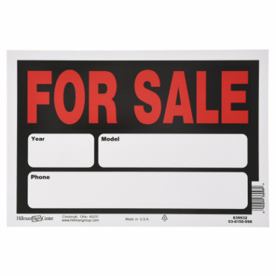 8x12 Black/Red For Sale Sign