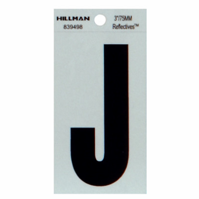 3" Black/Silver Thin Letter: J