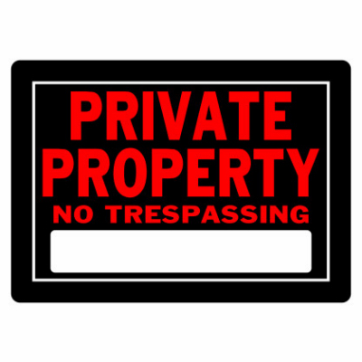 Private Property No Trespassing Sign, 10" x 14"