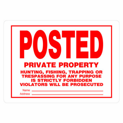 Posted Private Property Sign, 10 x 14"
