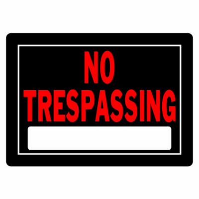 No Trespassing Sign, Black and Red, 10 x 14"