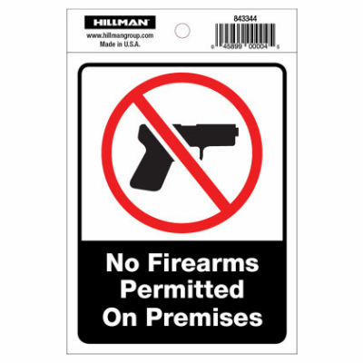 4x6 No Firearms Sign