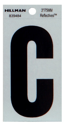 3" BLK Refl Letter C