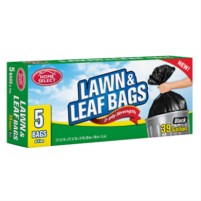 LAWN & LEAF BAGS, 2PLY 39GAL 5CT