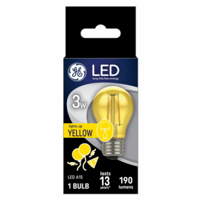 GE 3w Yellow LED A19 Bulb 25w