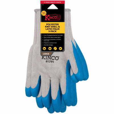 3PK LG Poly GRY Glove