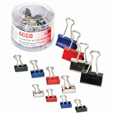30CT ASST Binder Clips