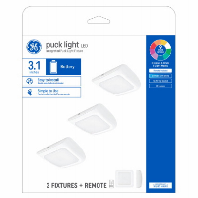 GE 3PK Battery Power Puck Light