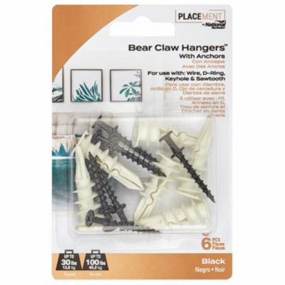 6PK BLK Bear Hanger