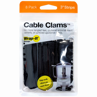 8PK 3" BLK Cable Clams