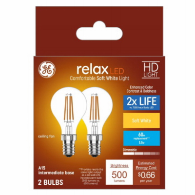 GE 2PK 5.5W A15C Bulb