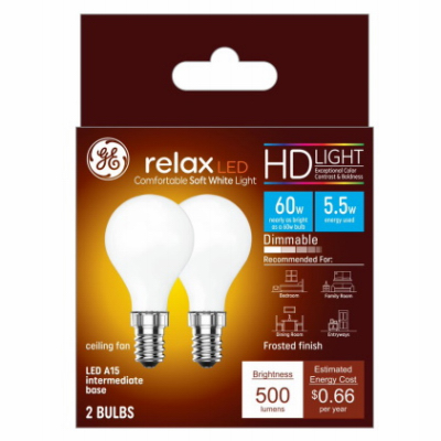 GE 2PK 5.5W A15F Bulb